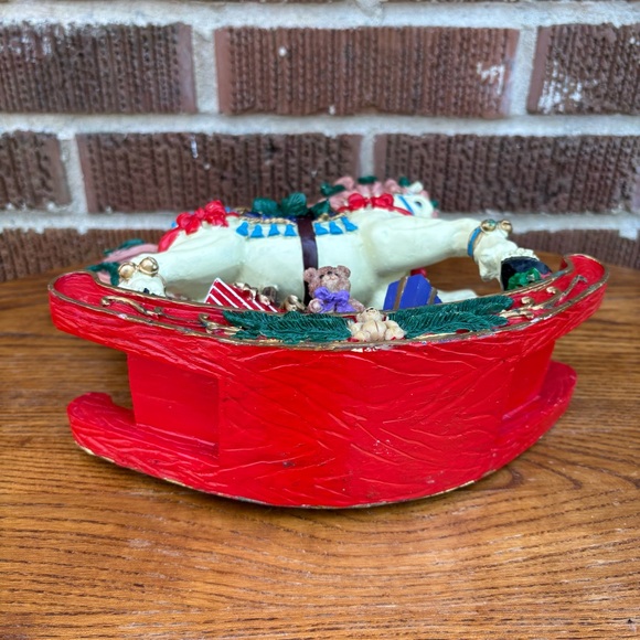 Christmas Holiday Resin Rocking Horse with gifts doll Teddy Bear - Picture 9 of 9